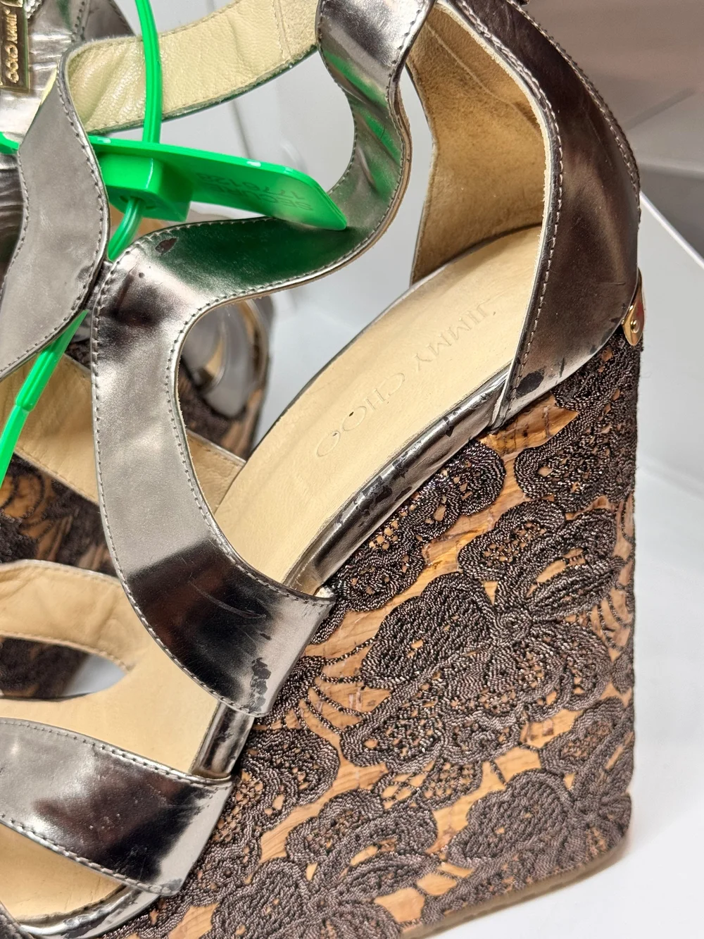 Jimmy Choo Parrow Lace Wedge Platform Sandals/ Size 8.5